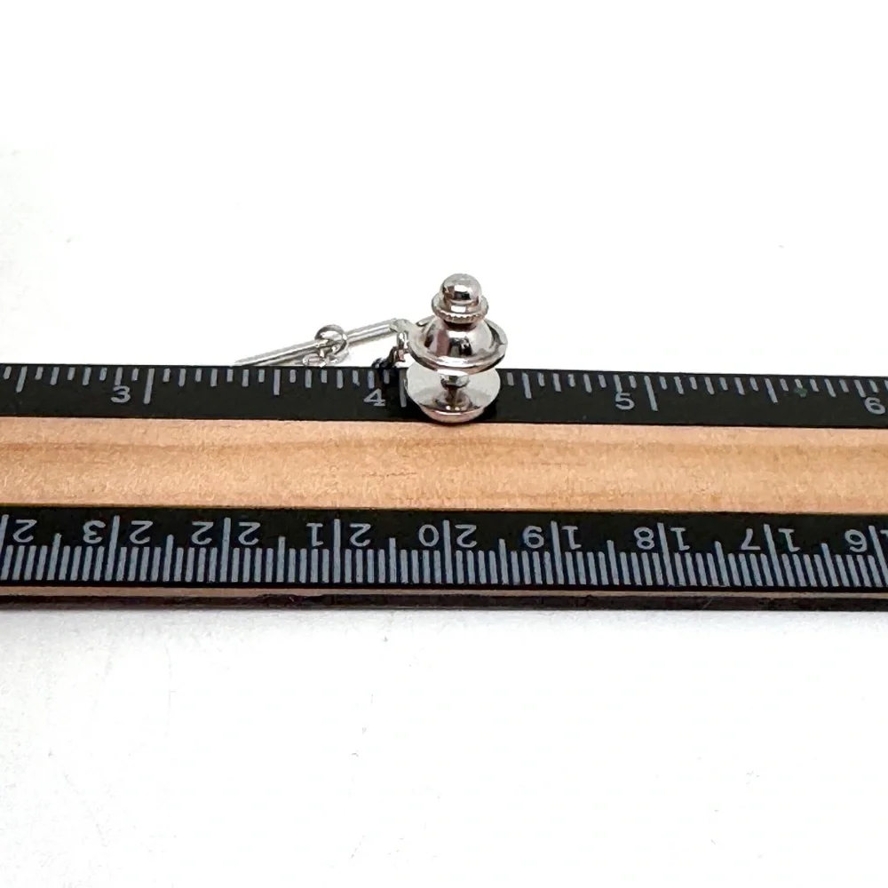 Vintage Anson F Engraved Silvertone Cufflinks and Tie Tack Set with Black Inlay